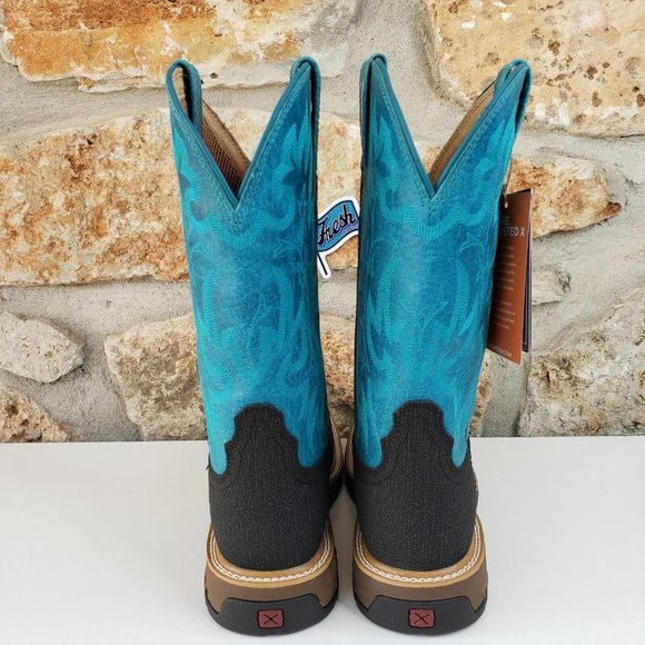 Twisted X Work Boots Alloy Toe Women Size 8.5 B Turquoise Aqua Charcoal WXBA001 - Picture 4 of 16